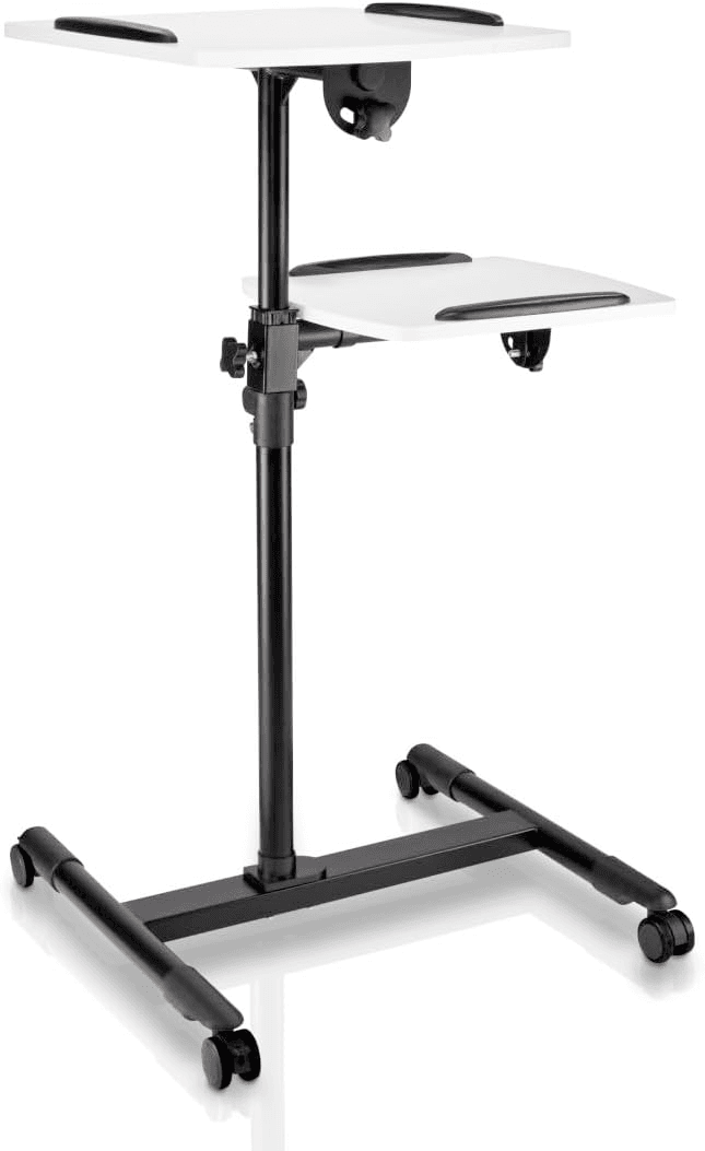 Hama Beamer-Stativ mit 2 Ebenen – Höhenverstellbarer Projektionstisch mit 2 Ebenen, 360° drehbar, neigbar und auf Rollen mobil mieten