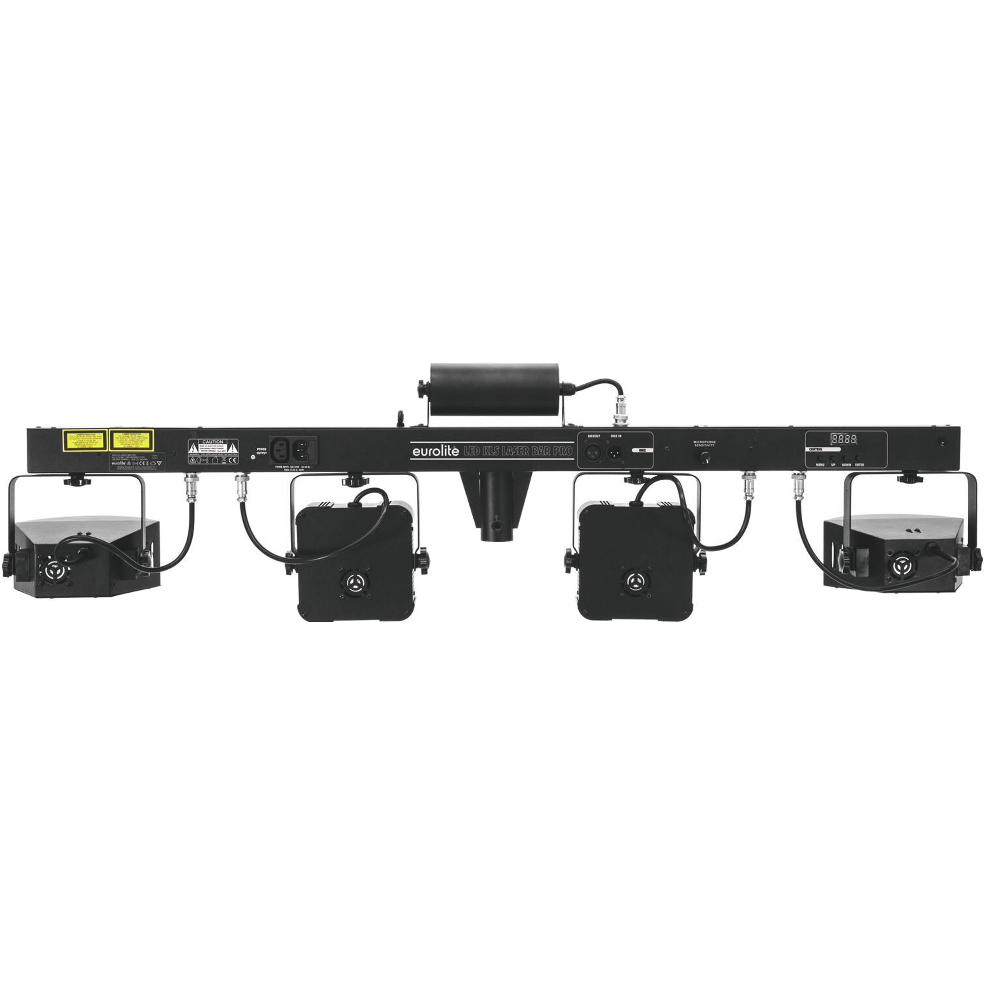 LED Lichteffektleiste mit Laser – 4-in-1-Lichteffektbar mit Laser, LED-Derbys, Spots und Stroboskop – komplett vormontiert inkl. Lichtstativ und Funk-Fußschalter mieten – Bild 3