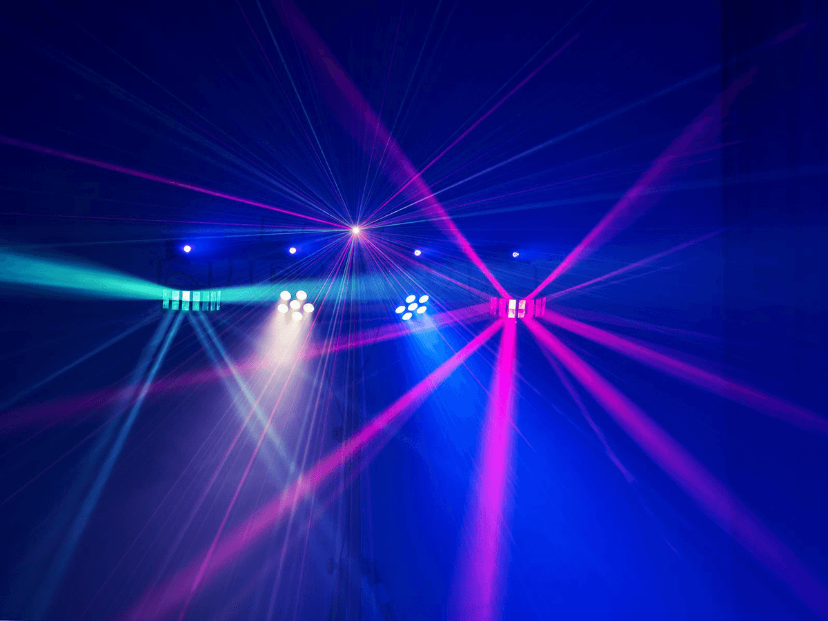 Eurolite Lichteffektleiste mit Laser - 4-in-1-Lichteffektbar mit Laser, LED-Derbys, Spots und Stroboskop - komplett vormontiert inkl. Lichtstativ und Funk-Fußschalter mieten - Bild 8