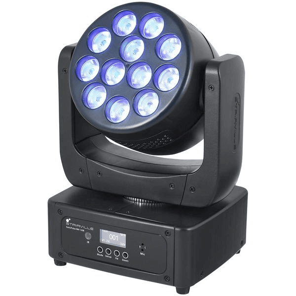 LED Moving Head Wash 12x8W – Kompakter RGBW Moving Head Wash mit motorisiertem Zoom (6°–50°) und Sound-to-Light – ideal für dynamische Lichtshows auf Partys und Events mieten